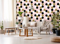 Геометрические флизелиновые фотообои соты 312x219 см Декор из шестиугольной мозаики (10754VEXXL) +клей