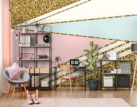 Флизелиновые фотообои 520x318 см Геометрическая абстракция золото и треугольники (10755VEXXXXXL) +клей