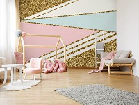 Флизелиновые фотообои 460x300 см Геометрическая абстракция золото и треугольники (10755V12) +клей