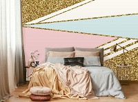 Флизелиновые фотообои 254x184 см Геометрическая абстракция золото и треугольники (10755V4) +клей