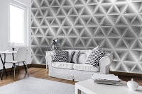 Флизелиновые фотообои 3d 416x290 см Серые Абстрактные Треугольники (10757VEXXXXL) +клей