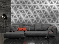 Флизелиновые 3д фотообои на всю стену 460x300 см Серые Абстрактные Треугольники (10757V12) +клей