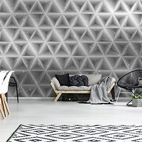Геометрия на флизелиновых 3д фото обоях 368x254 см Серые Абстрактные Треугольники (10757V8) +клей
