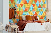 Моющиеся флизелиновые фотообои под плитку 368x254 см Красочные треугольники (10758V8) +клей