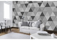 Повторяющийся узор на флизелиновых фото обоях 254x184 см Черно-белые треугольники (10759V4)+клей