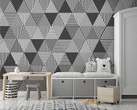 Флизелиновые фотообои геометрия 416x290 см Черно-белые треугольники (10759VEXXXXL) +клей