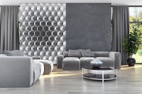 Зд флизелиновые фотообои 206x275 см Серые Шестигранники (10760VEA)+клей