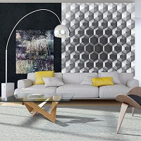 3д флизелиновые фотообои на стену 184x254 см Серые Шестигранники (10760V4A)+клей