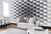 Флизелиновые фотообои с рисунком плитки соты 368x254 см Серые 3D Шестигранники (10760V8) +клей