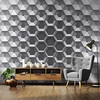 Флизелиновые фотообои 3d абстракция соты 520x318 см Серые Шестигранники (10760VEXXXXXL) +клей