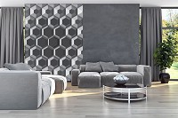 Флизелиновые фотообои 3 д 206x275 см узор из серых шестиугольников (10761VEA)+клей