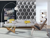 Флизелиновые фотообои 3 д 206x275 см узор из серых шестиугольников (10761VEA)+клей - вид 5 миниатюра