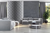 Флизелиновые фотообои соты 206x275 см 3D узор из серых шестигранников (10762VEA)+клей