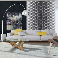 Триде флизелиновые фотообои 184x254 см 3D узор из серых шестигранников (10762V4A)+клей