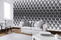 Флизелиновые фотообои 3 д соты 368x280 см узор из серых шестигранников (10762V10) +клей