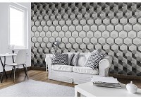 3д соты флизелиновые фотообои 460x300 см Серые шестиугольники (10763V12) +клей