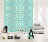 Флизелиновые фотообои узоры 184x254 см Геометрическая бирюзовая абстракция (10781V4A)+клей