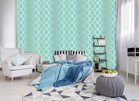 Флизелиновые фотообои в спальню 520x318 см Геометрическая бирюзовая абстракция (10781VEXXXXXL) +клей