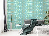 Флизелиновые фотообои геометрия 416x254 см бирюзовая абстракция (10781VEXXXL) +клей - вид 6 миниатюра