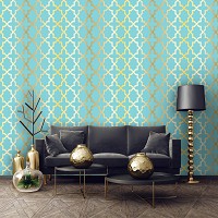 Флизелиновые фотообои геометрия 416x254 см бирюзовая абстракция (10781VEXXXL) +клей