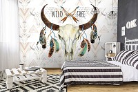 Флизелиновые фотообои животные на стену Череп с перьями (10782V)+клей