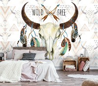 Флизелиновые фотообои искусство 312x219 см Череп с перьями (10782VEXXL) +клей