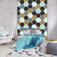 Геометрия на флизелиновых фото обоях 184x254 см Абстракция разноцветные соты (10784V4A)+клей