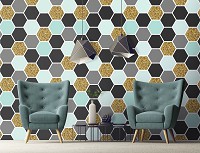 Флизелиновые фотообои в коридор 254x184 см Абстракция разноцветные соты (10784V4)+клей