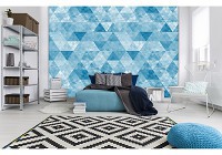 Флизелиновые фотообои абстракция 416x290 см Синие треугольники (10785VEXXXXL) +клей