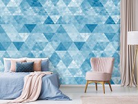 Флизелиновые фотообои с геометрическими фигурами 368x254 см Синие треугольники (10785V8) +клей
