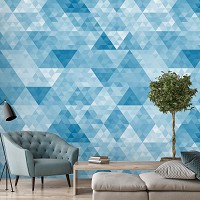 Флизелиновые фотообои абстракция 312x219 см Синие треугольники (10785VEXXL) +клей