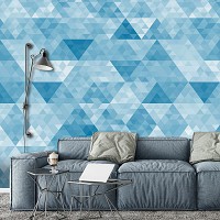 Флизелиновые фотообои абстрактные 416x254 см Синие треугольники (10785VEXXXL) +клей