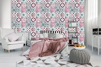 Флизелиновые фотообои с узорами 368x280 см Декоративная мозаика под плитку (10786V10) +клей