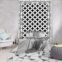 Искусство флизелиновые фотообои 184x254 см Черно-белая геометрическая мозаика (10791V4A)+клей