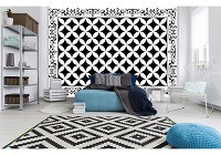 Флизелиновые фотообои геометрия 254x184 см Черно-белая геометрическая мозаика (10791V4)+клей