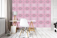 Красивые флизелиновые фотообои абстракция 254x184 см Розовый геометрический узор под плитку (10801V4)+клей - вид 5 миниатюра