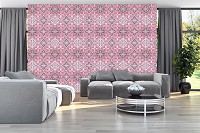 Красивые флизелиновые фотообои абстракция 254x184 см Розовый геометрический узор под плитку (10801V4)+клей - вид 6 миниатюра