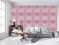 Красивые флизелиновые фотообои абстракция 254x184 см Розовый геометрический узор под плитку (10801V4)+клей - вид 7 миниатюра