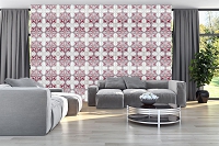 Флізелінові фотошпалери геометрія 254x184 см Червоно білий малюнком під плитку (10802V4)+клей - вид 5 мініатюра