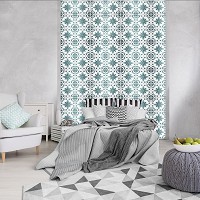 Флизелиновые фотообои абстракция 206x275 см Зелено белый геометрический узор под плитку (10803VEA)+клей