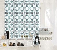 Мистецтво флізелінові фотошпалери 184x254 см Зелено-білий геометричним малюнком під плиткою (10803V4A)+клей - вид 6 мініатюра