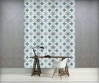 Искусство флизелиновые фотообои 184x254 см Зелено белый геометрический узор под плитку (10803V4A)+клей