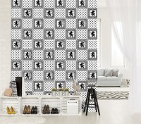 Флизелиновые фотообои абстракция 206x275 см Современный черно-белый узор под плитку (10807VEA)+клей