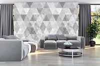Флизелиновые фотообои в треугольник 368x254 см Узор из серых треугольников (10834V8)+клей - вид 6 миниатюра