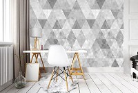 Абстрактные флизелиновые фотообои 254x184 см Узор из серых треугольников (10834V4)+клей