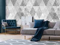 Флизелиновые фотообои в треугольник 368x254 см Узор из серых треугольников (10834V8)+клей