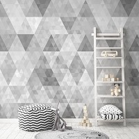 Красивые флизелиновые фотообои абстракция 312x219 см Узор из серых треугольников (10834VEXXL)+клей