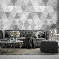 Флизелиновые фотообои треугольники на стену 416x254 см Узор из серых треугольников (10834VEXXXL)+клей