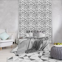 Флизелиновые фотообои абстракция 206x275 см Черно-белая плитка (10854VEA)+клей