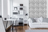 Флизелиновые фотообои абстракция 206x275 см Черно-белая плитка (10854VEA)+клей - вид 5 миниатюра